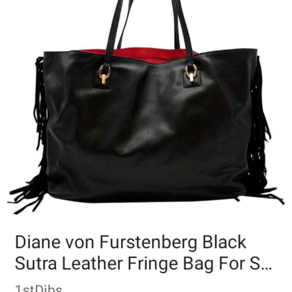 DIANE Von FURSTENBERG Black Sutra Leather Fringe Bag